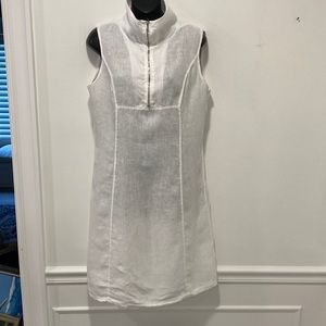 LINA TOMEI White Linen Sleeveless Dress Size Medium